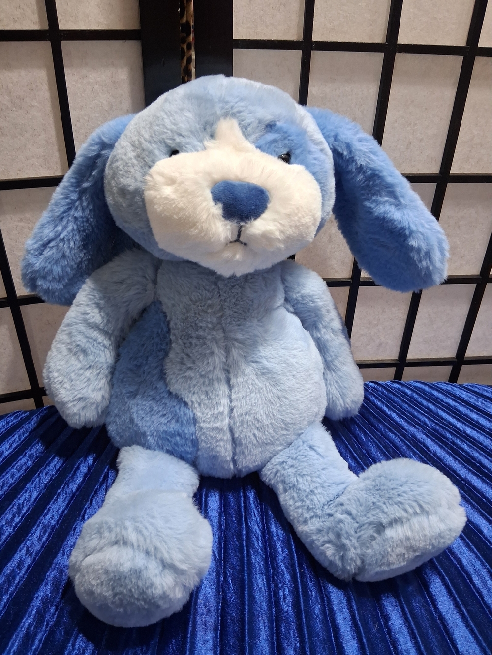 Plush Blue Puppy Stuffed Animal - Soft Cuddly Toy